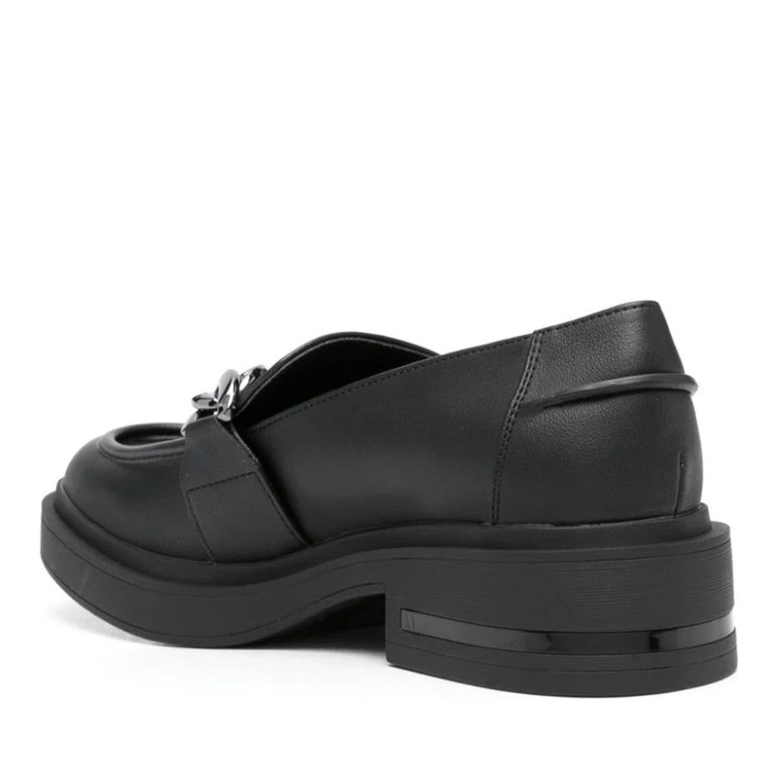 Liu Jo Black Gabrielle 23 Polyurethane Silver Chain Loafers
