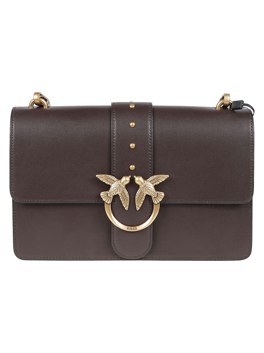 Pinko Love One Classic Leather Shoulder Bag