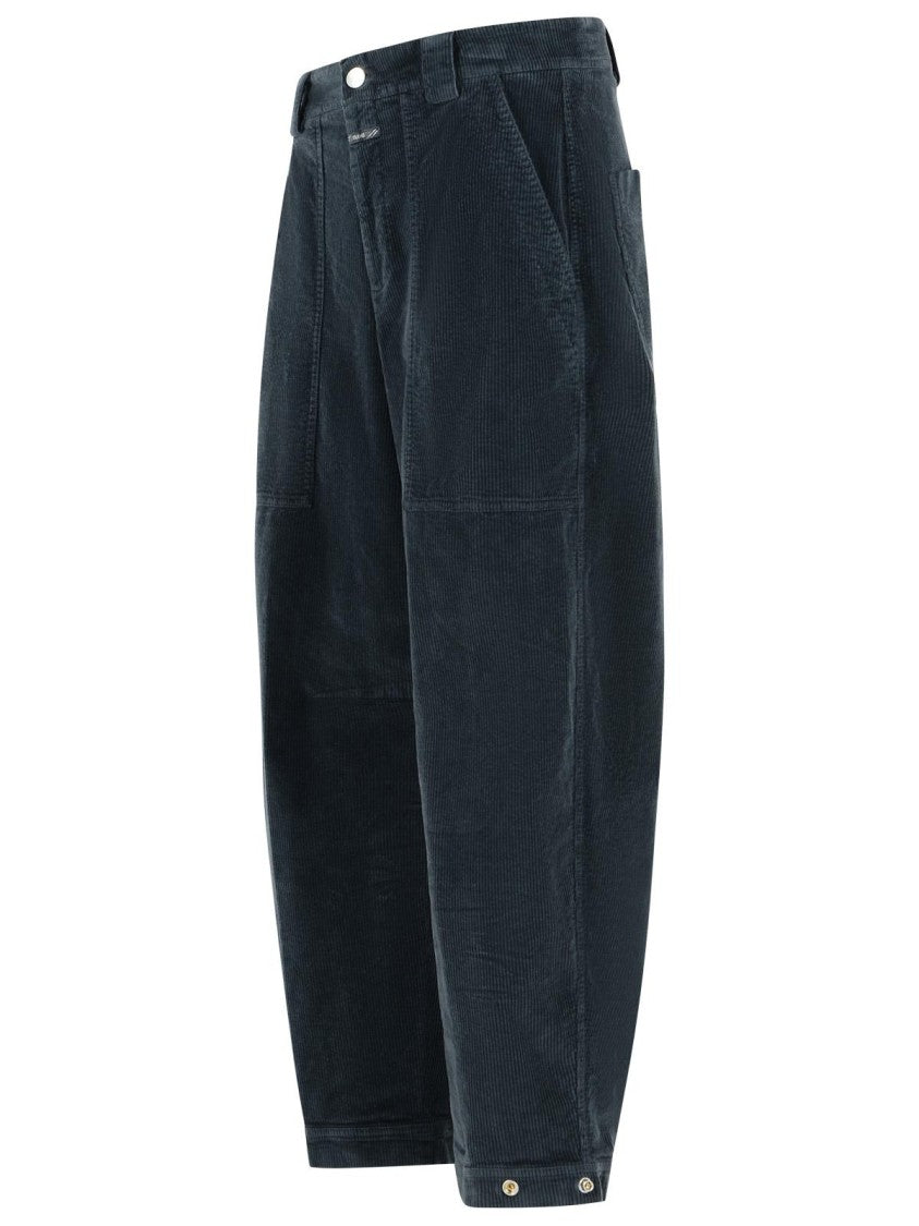 Closed Relaxed Fit Wide Loop Pants With Adjustable Hem