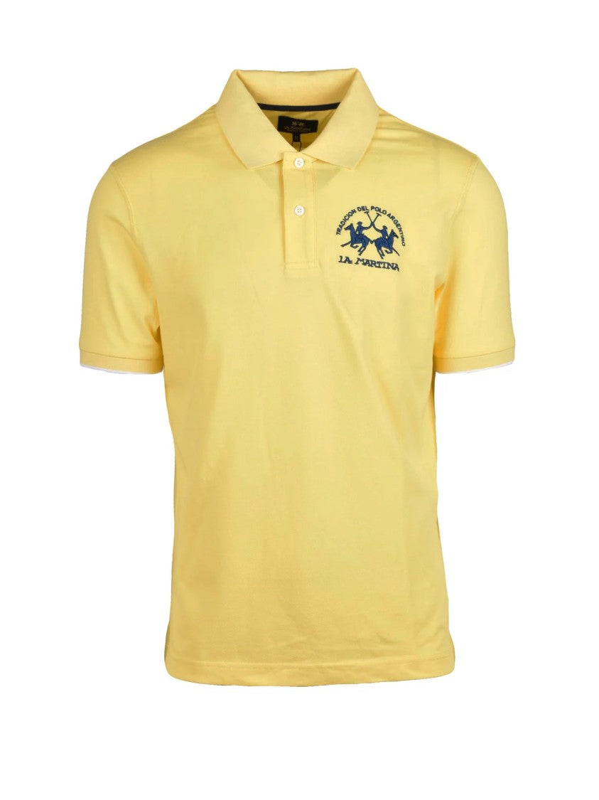 La Martina Yellow Tailored Stretch Cotton Polo Shirt