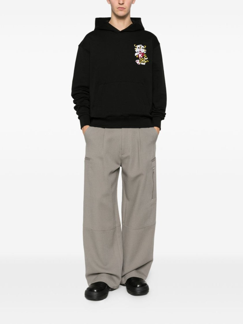 Kenzo Black Hoodie With Playful Tiger Graphics