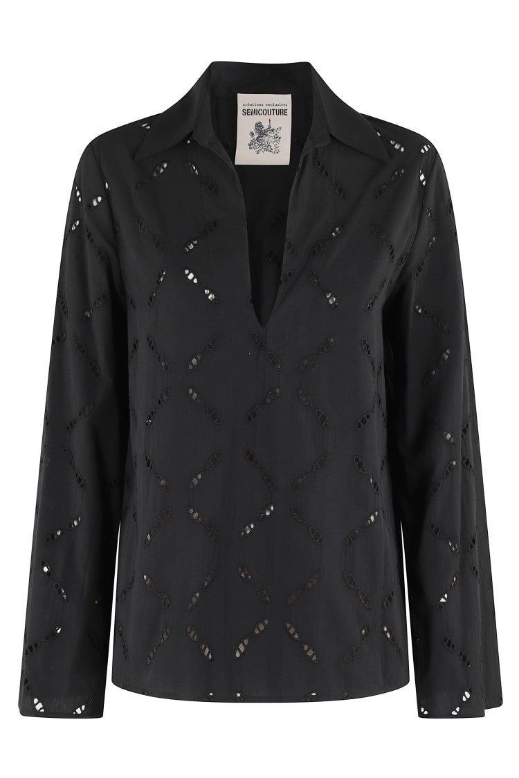 Semi Couture Angelina Blouse With V-Neck And Embroidered Detail