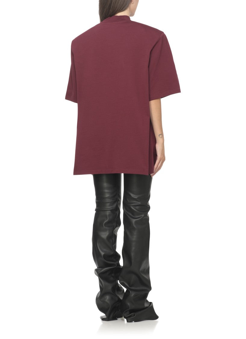 The Attico Bordeaux Cotton T-Shirt With Embroidered Logo Detail