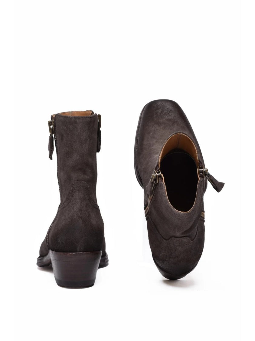 Damy Brown Suede Zip Ankle Boots
