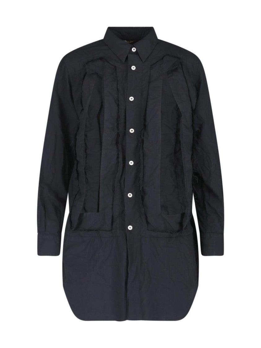 Comme Des Garçons Black Ruffle Detail Button-Down Shirt