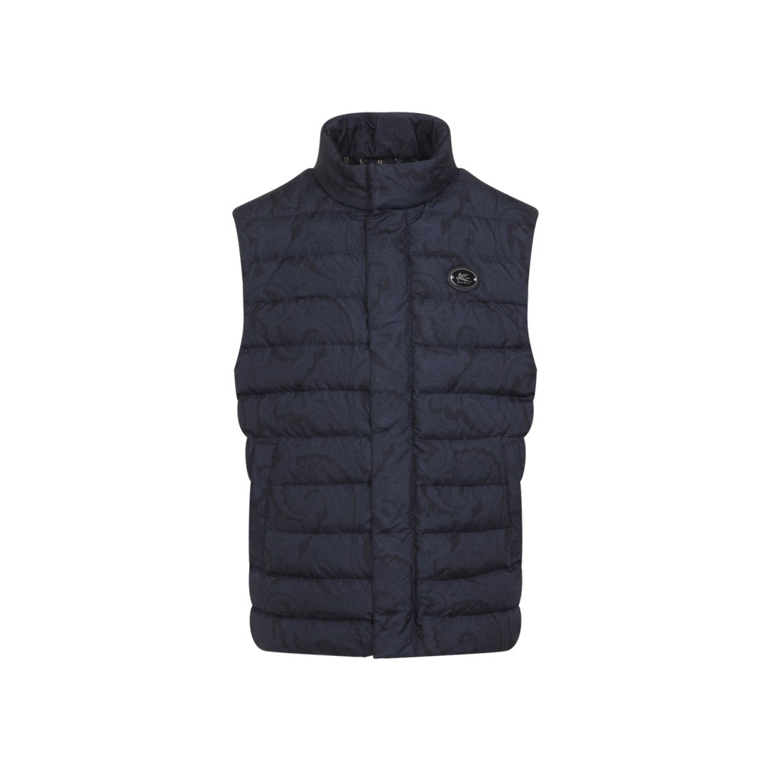 Etro Quilted Blue Waistcoat With High Collar