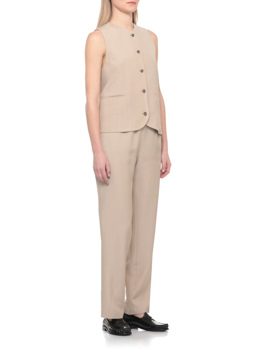 Loulou De Saison Beige Paco Front Buttons Vest
