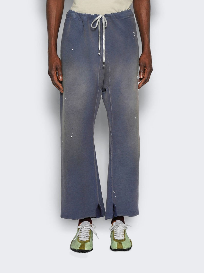 Maison Margiela Relaxed Fit Vintage Blue Pants With Artistic Paint Splatter