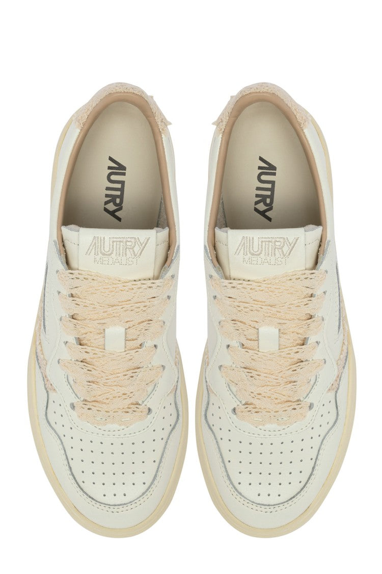Autry White Medalist Macrame Leather Sneakers