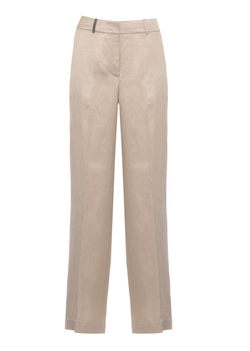 Peserico Brown Linen Straight-Leg Pants