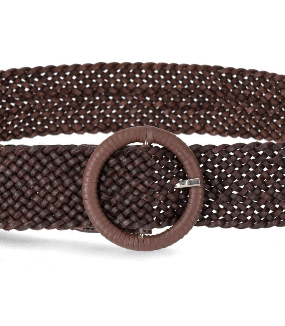 Dragon Diffusion Dark Brown Leather Woven Belt