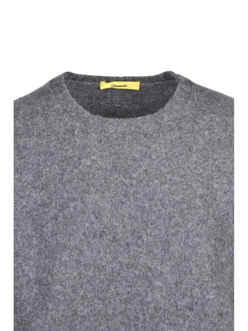 Drumohr Grey Minimalist Wool Crewneck Sweater