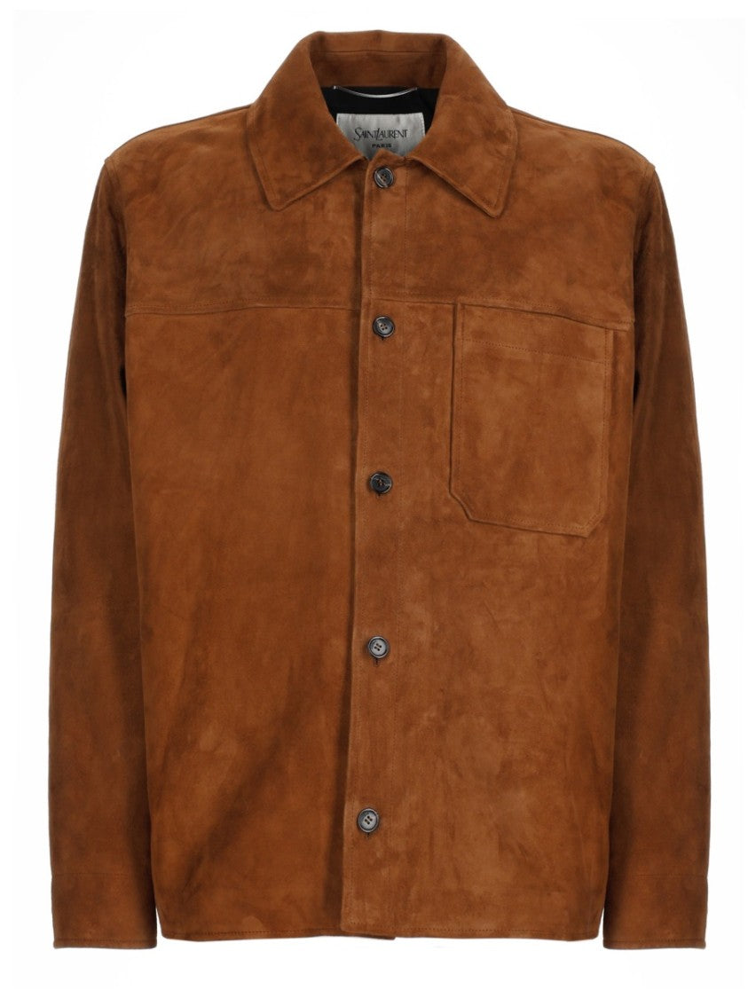 Saint Laurent Suede Single Pocket Overshirt