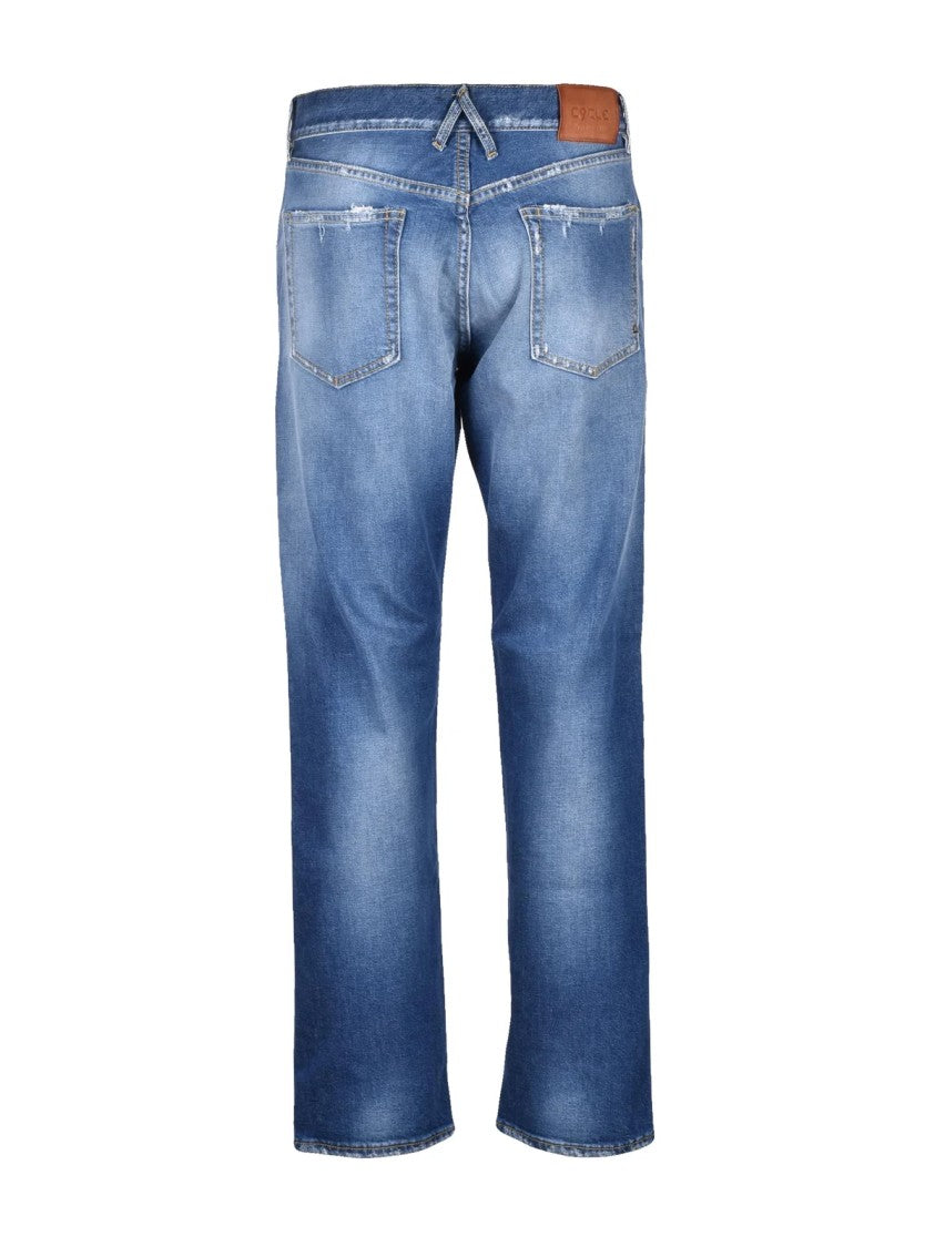 Cycle Brown White Standard Regular Straight Cotton Elastane Jeans