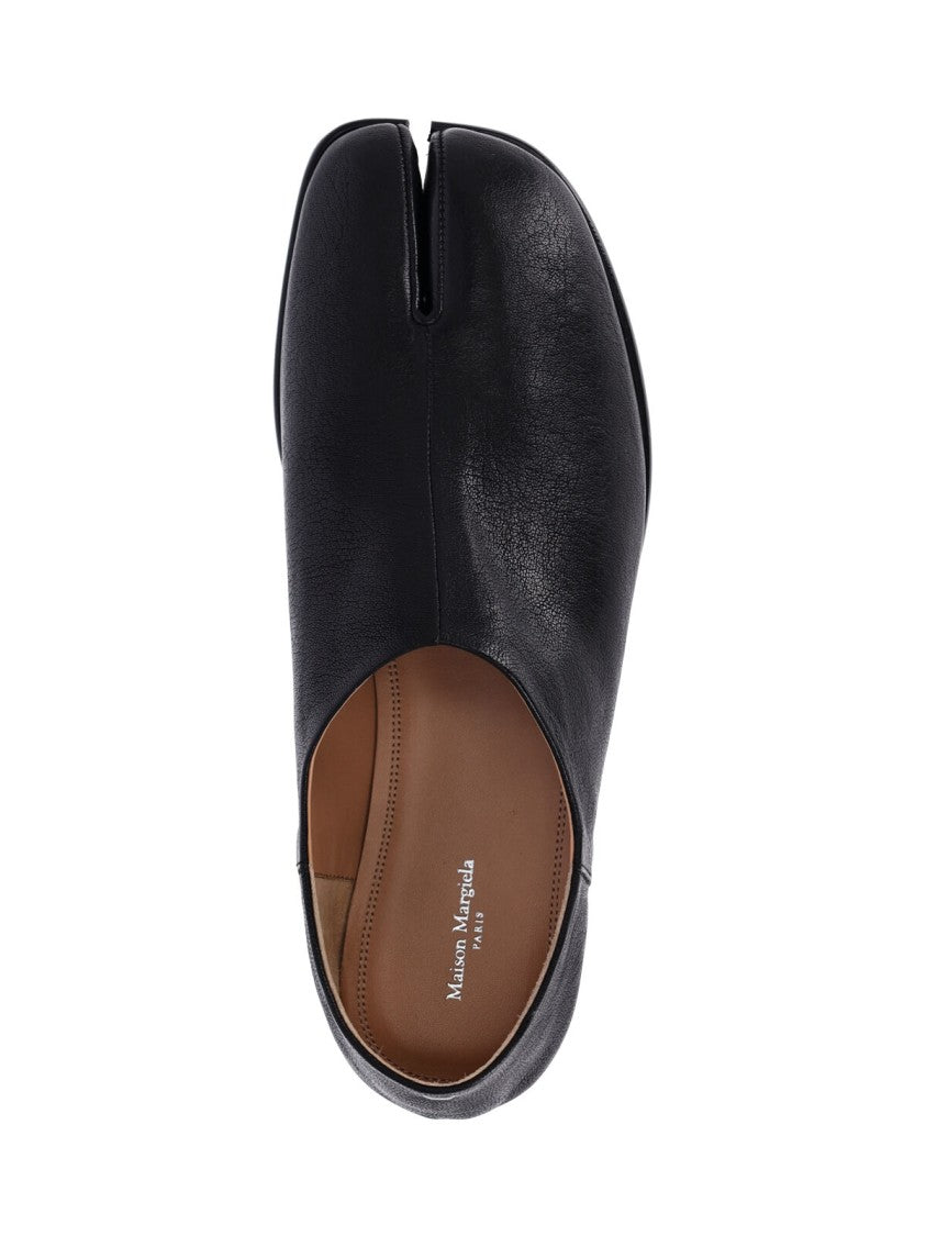 Maison Margiela Black Camel Leather Low Slip-On Tabi Shoes