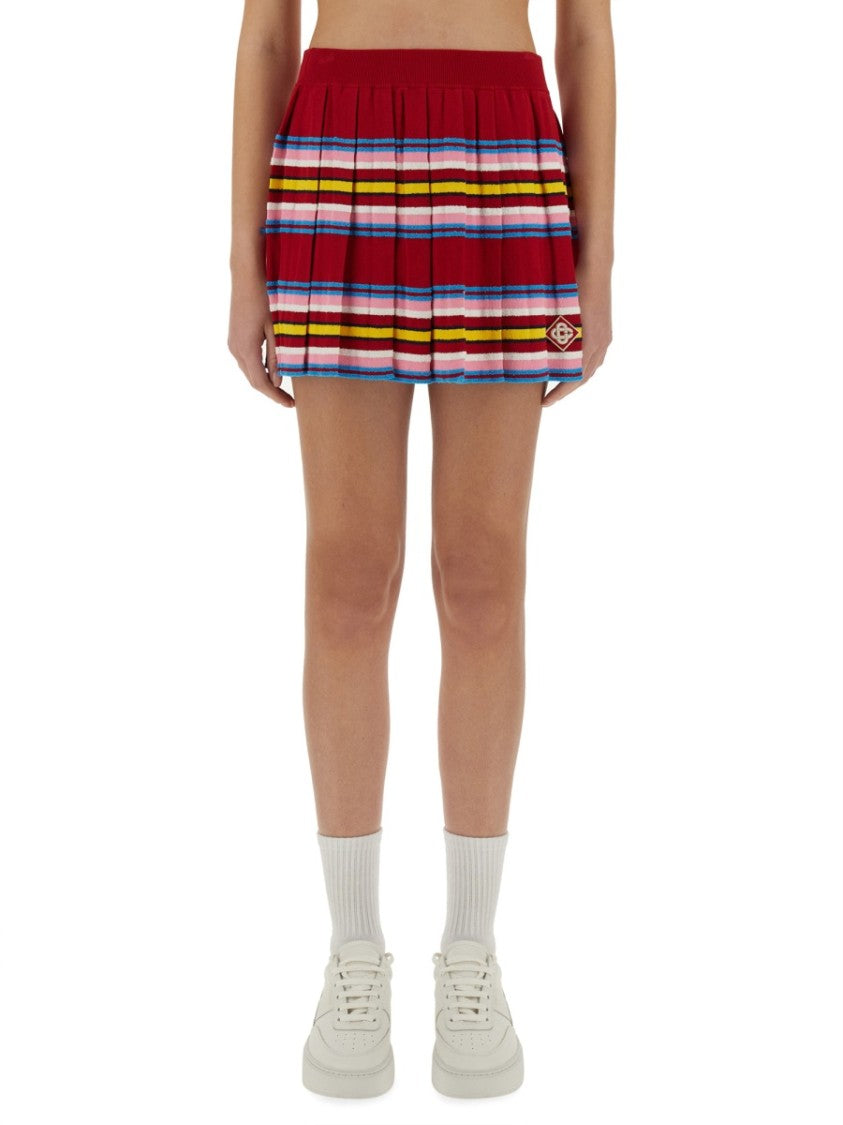 Casablanca Striped Pleated Skirt With Fitted Waistband