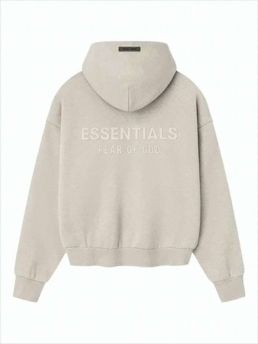 Fear Of God Relaxed Fit Cropped Hoodie With Front Pocket And Embossed Detail