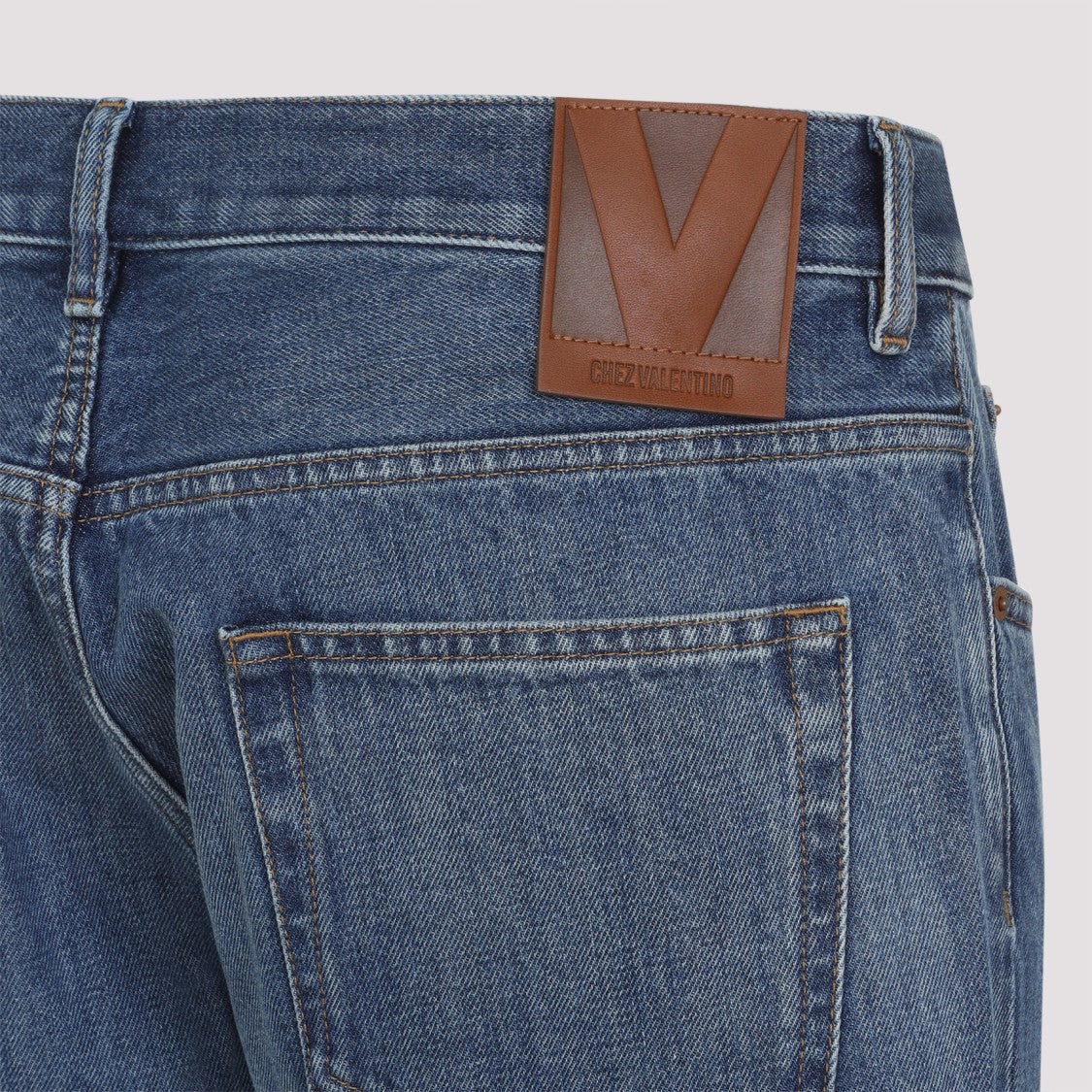Valentino Washed Blue Cotton 5-Pocket Jeans