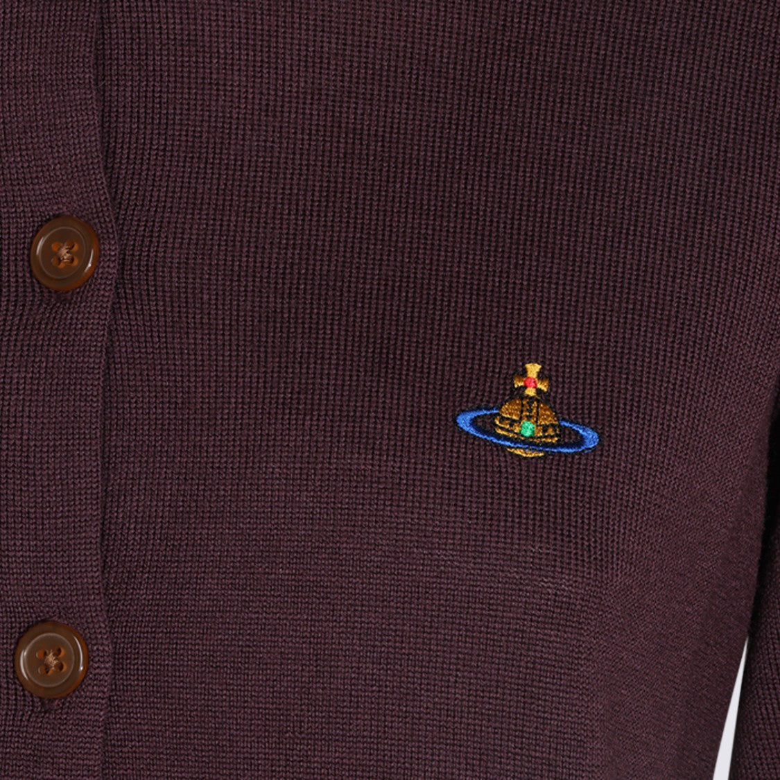 Vivienne Westwood Deep Plum Knit Sweater With Button-Down Front