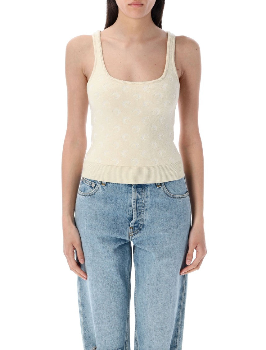 Marine Serre Moon Jacquard Knit Strap Top