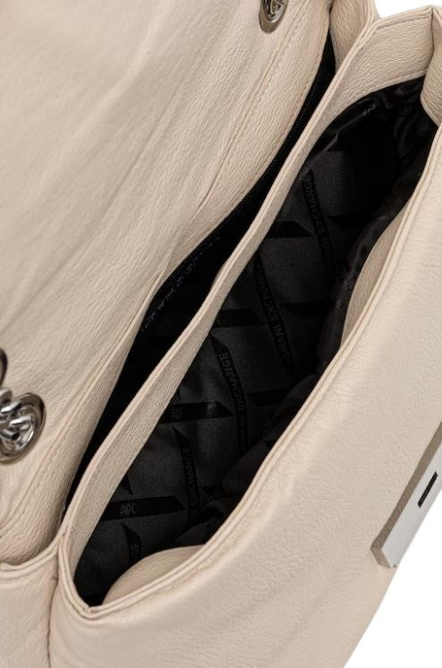 Armani Exchange Compact Beige Shoulder Bag With Structured Design