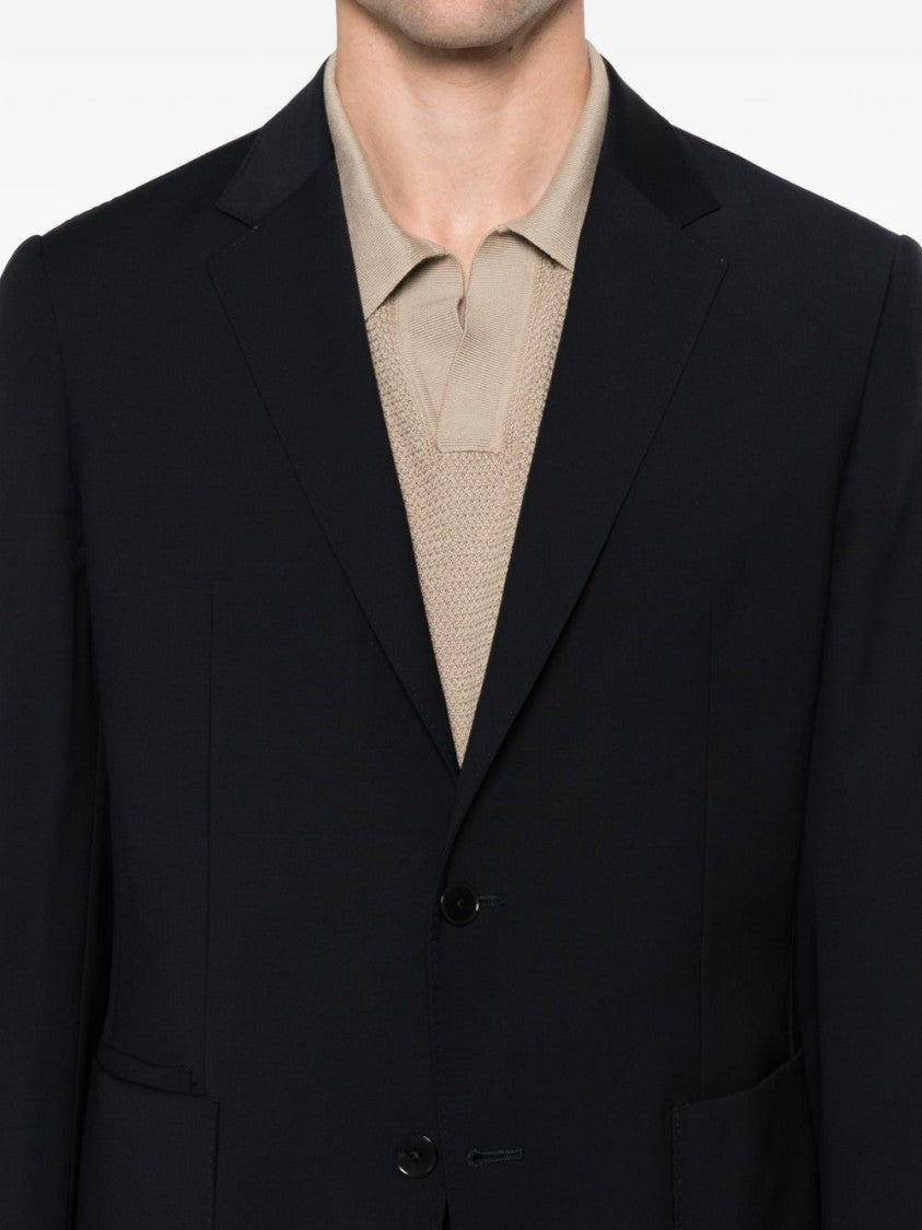 Ermenegildo Zegna Tailored Black Blazer With Notch Lapels And Elastic Details