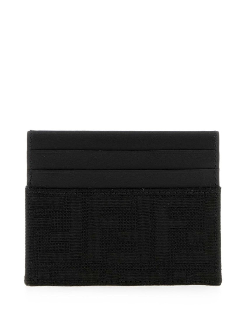 Fendi Ff Zucca Jacquard Card Holder With Calfskin Accents