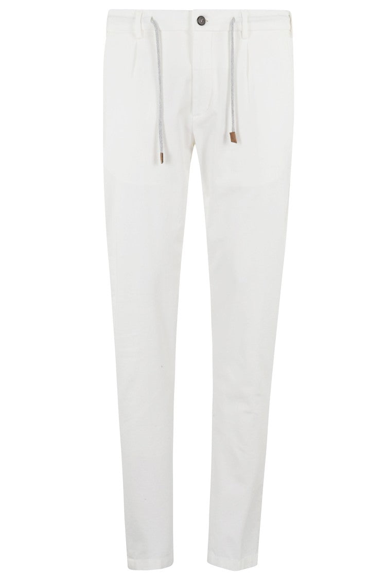 Eleventy White Drawstring-Band Cotton-Blend Jogger Pants