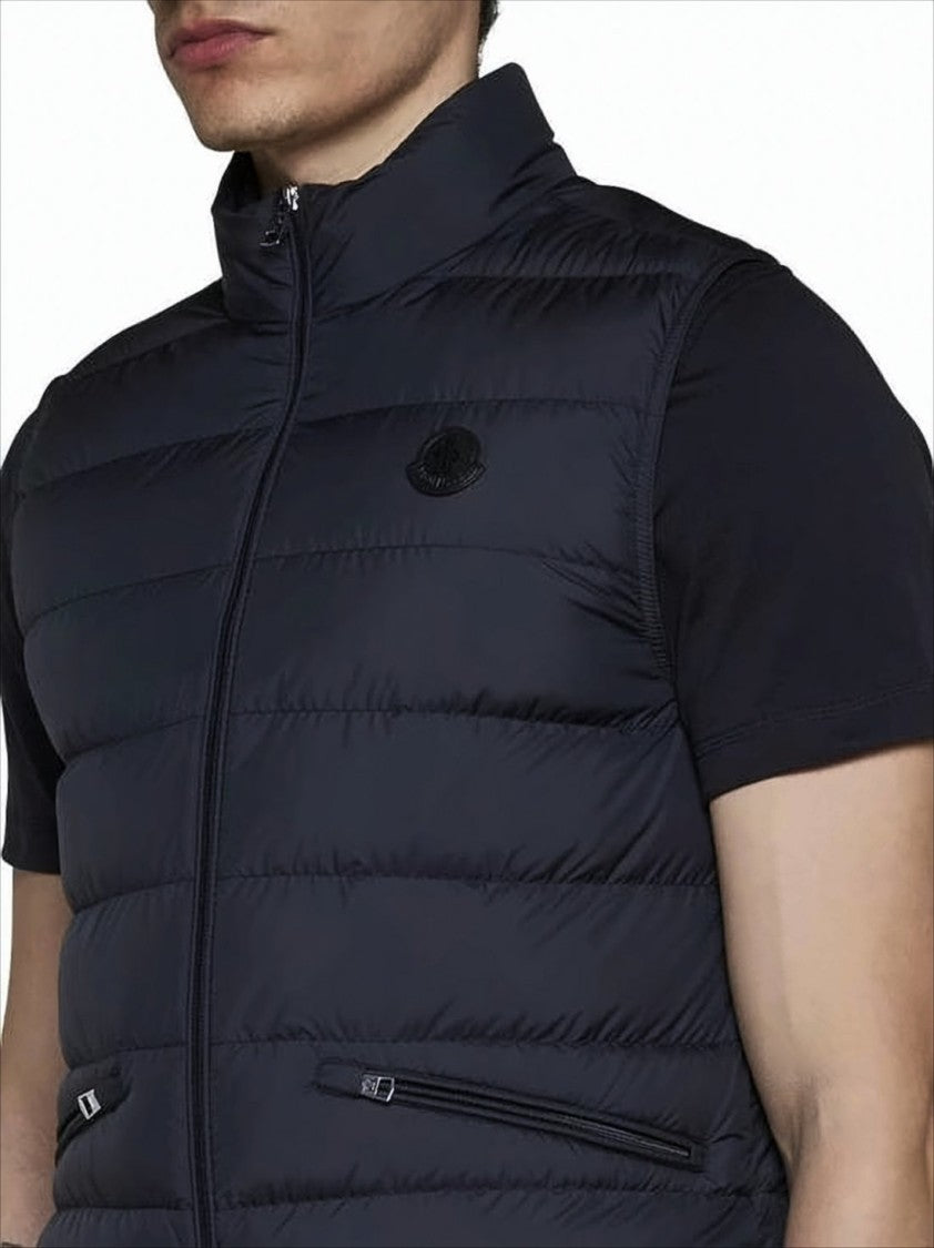 Moncler Quilted Black Vest With High Collar