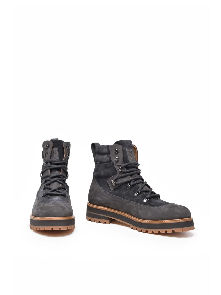 Eleventy Grey Suede High-Top Boots
