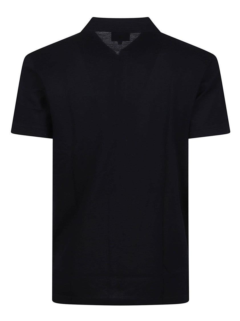 Emporio Armani Half-Zip Short-Sleeve Subtle Logo Cotton Polo Shirt