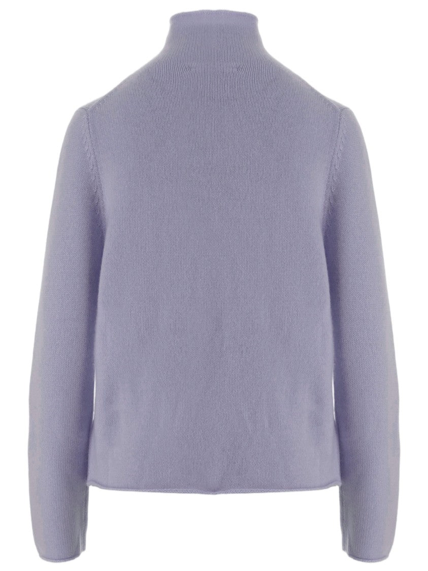 Allude Lilac Patterned Knit Turtleneck Cashmere Sweater