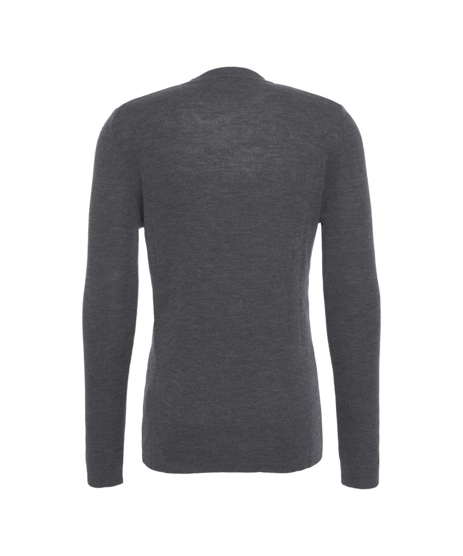 Grifoni Fitted Grey Wool Sweater