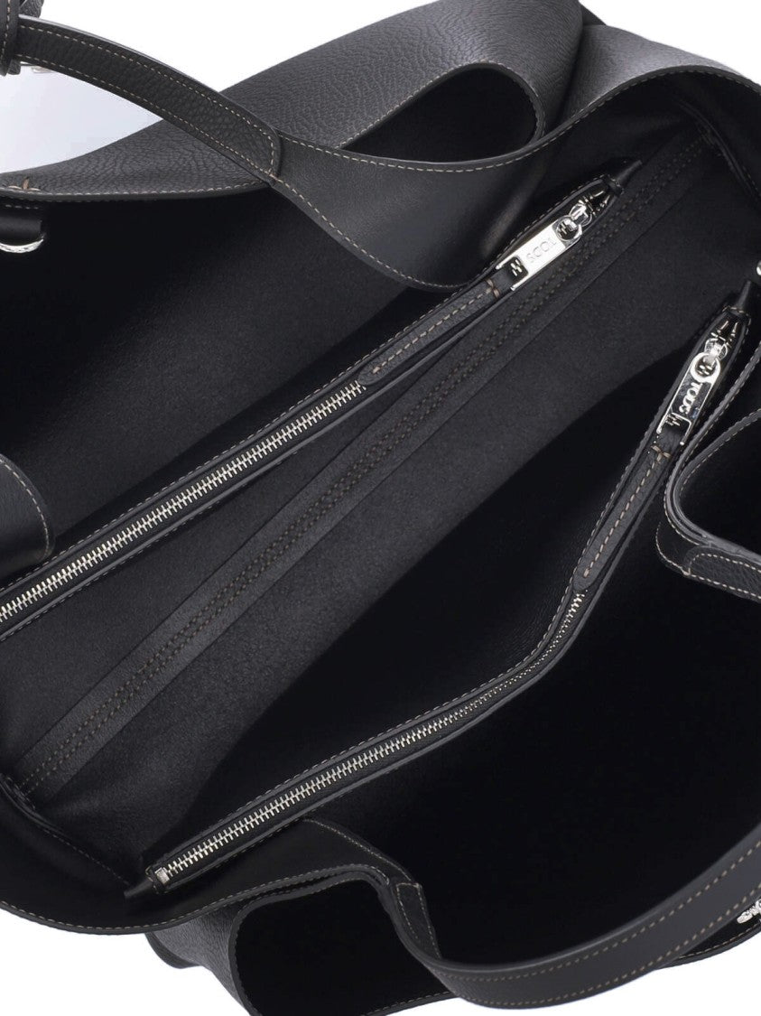 Tod's Black Timeless Hammered Leather Tote Bag