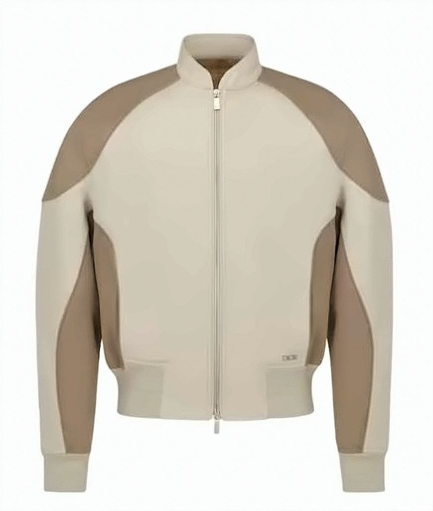 Christian Dior Color-Block Bomber Jacket With Ribbed Cuffs And Hem
