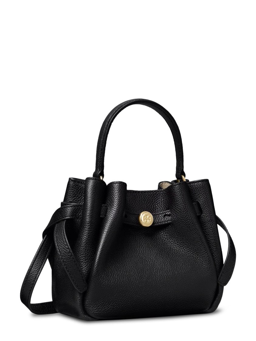 Tory Burch Textured Leather Mini Bucket Bag With Gathered Top