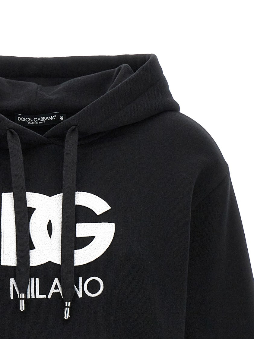 Dolce & Gabbana Logo Embroidery Cropped Hoodie