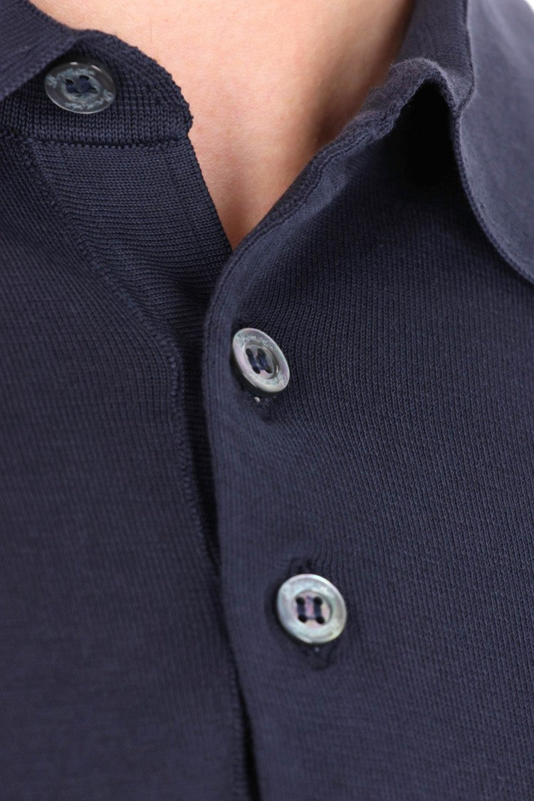 Drumohr Blue Ice Cotton Frosted Polo Shirt