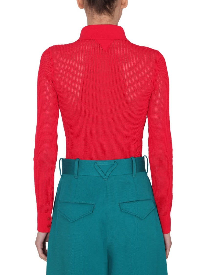 Bottega Veneta Mesh Knit Cardigan With Fitted Silhouette