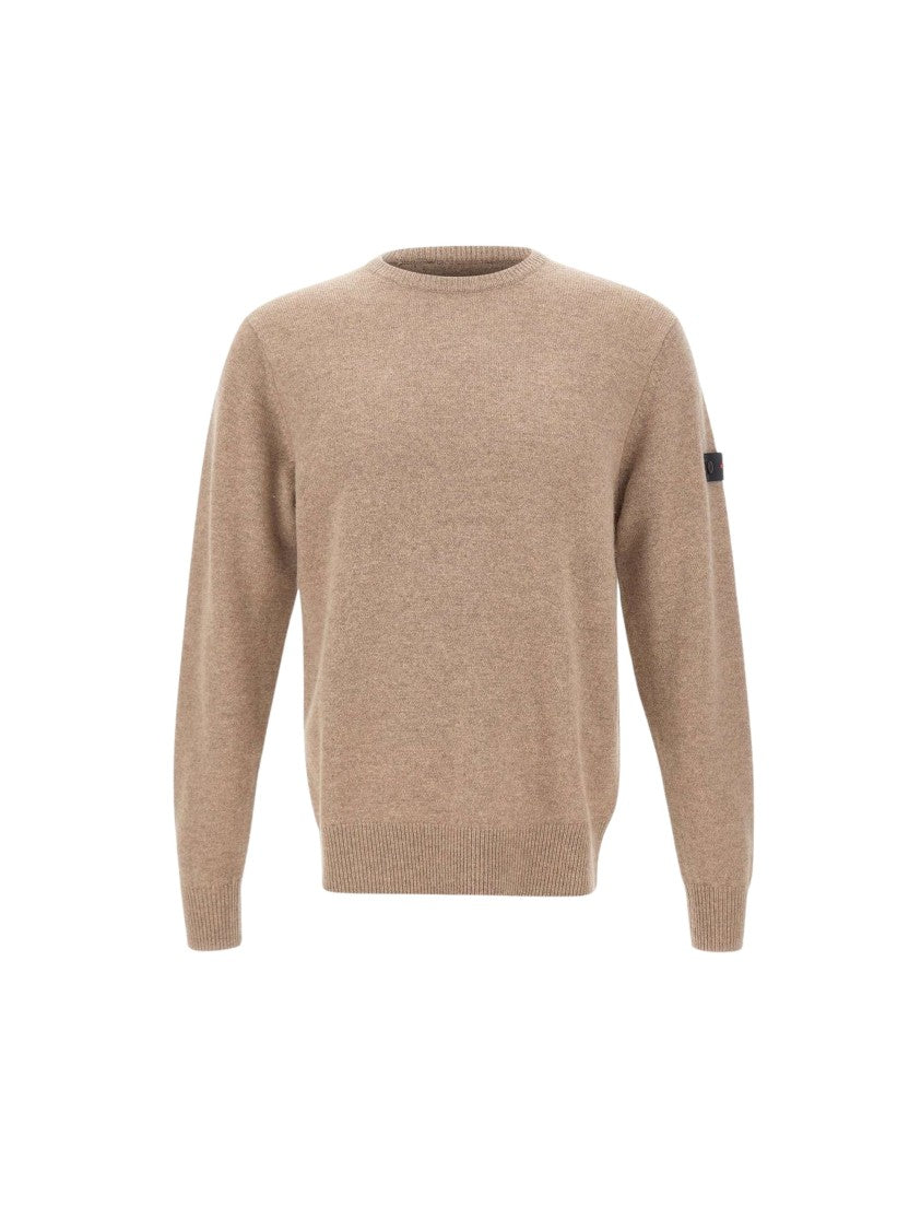 Peuterey Classic Crew Neck Knit Sweater With Ribbed Details