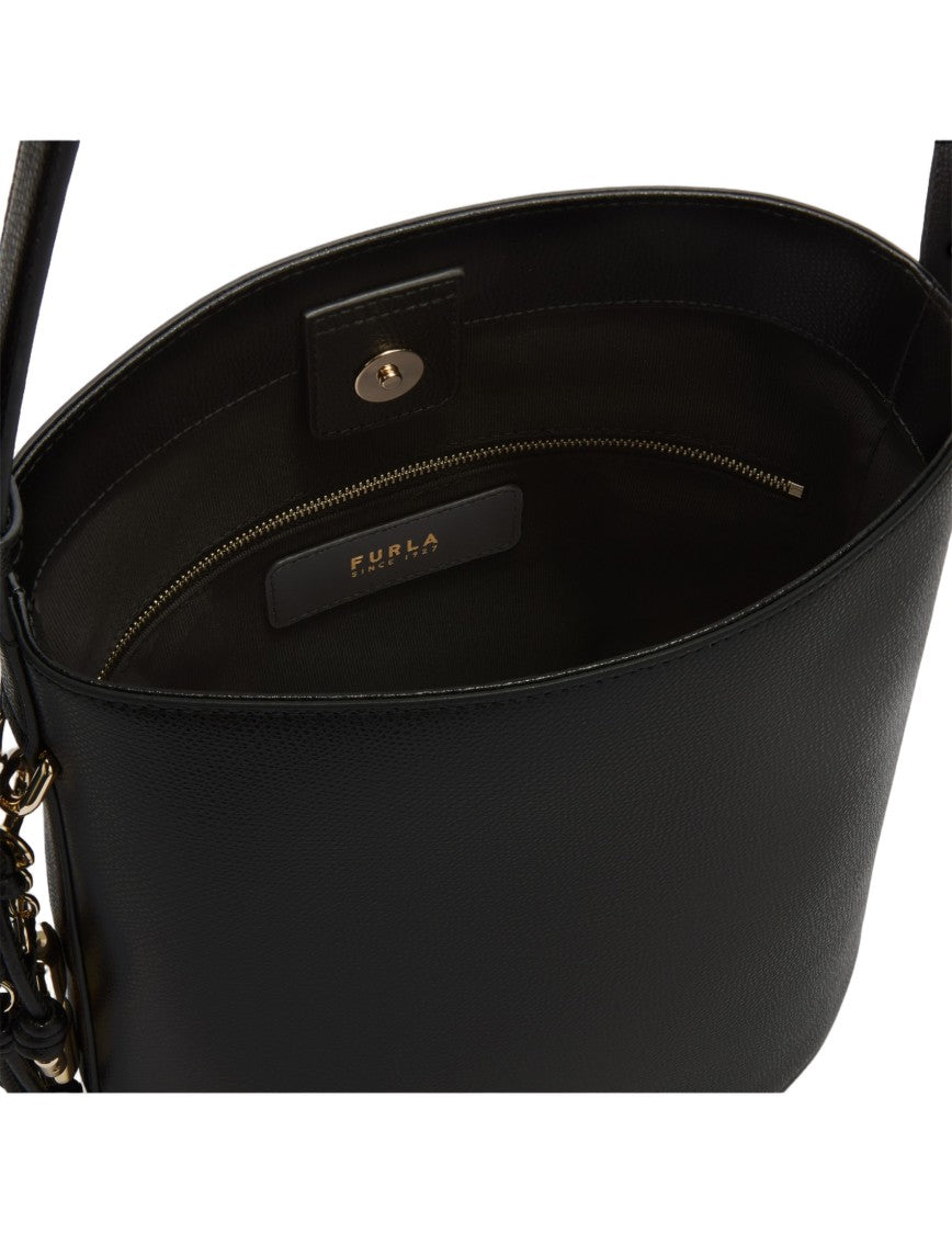 Furla Roxie S Leather Bucket Bag, Black
