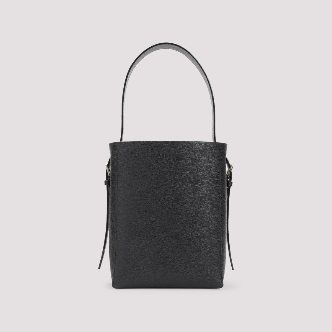 Valextra Structured Bucket Bag In Black Calf Leather