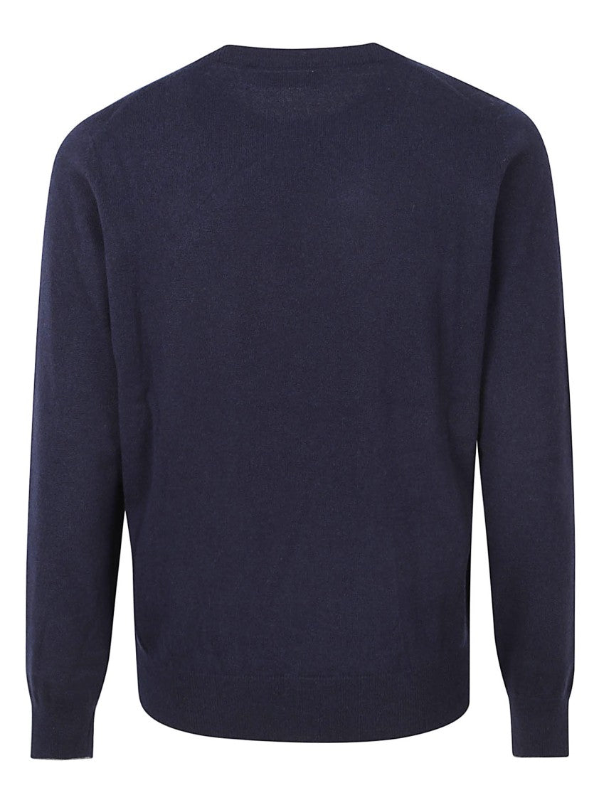 Brunello Cucinelli Deep Navy Cashmere Sweater With Classic Crew Neckline