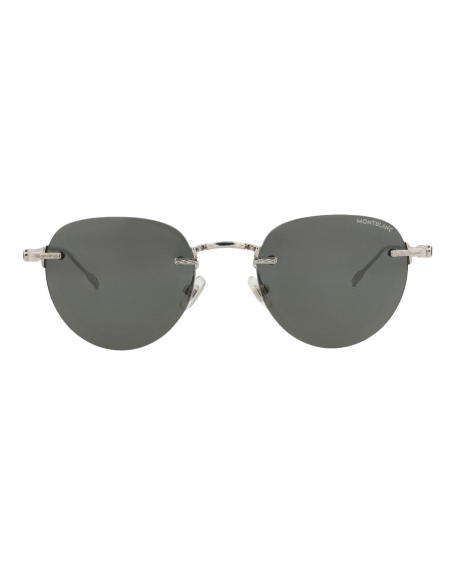 Montblanc Round-Frame Metal Sunglasses