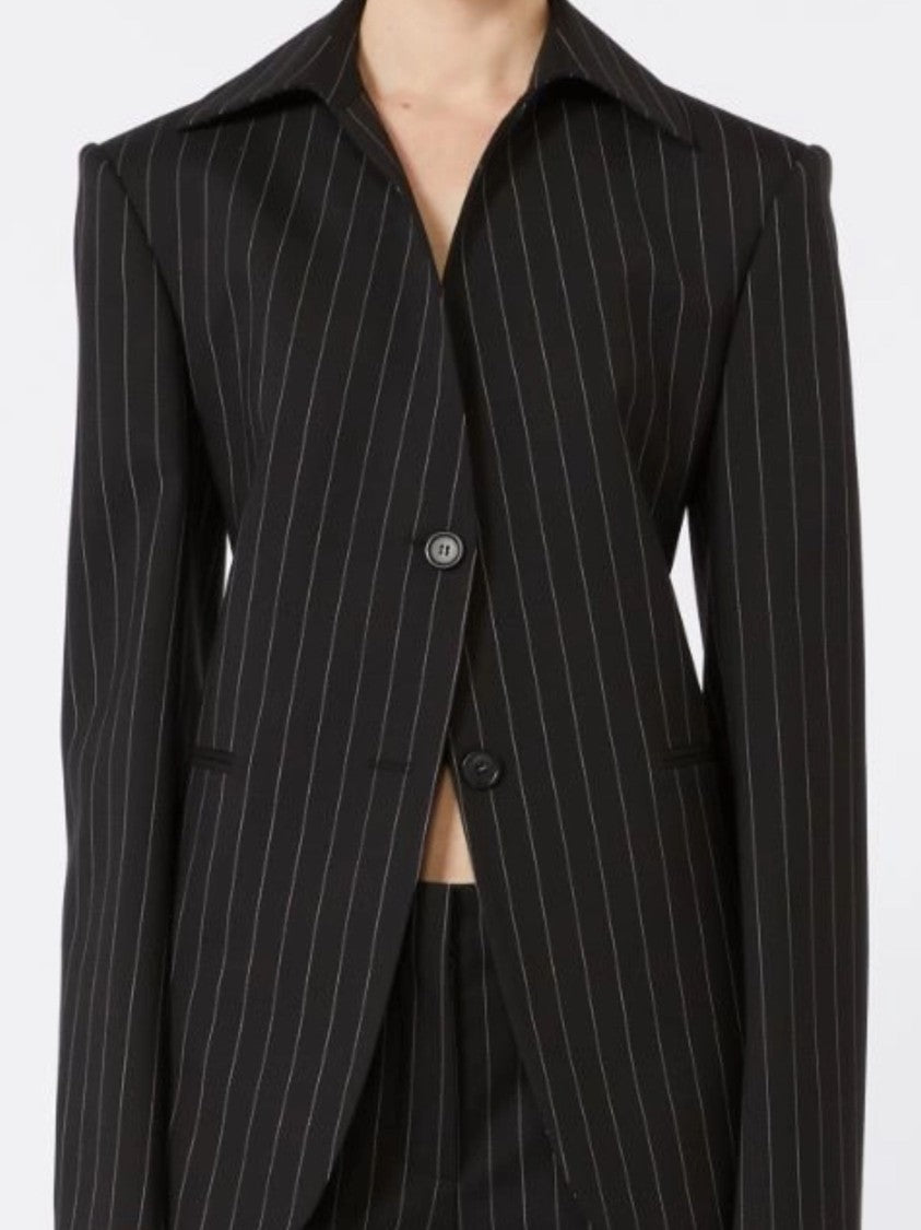 Sportmax Black Pinstripe Single Button Jacket