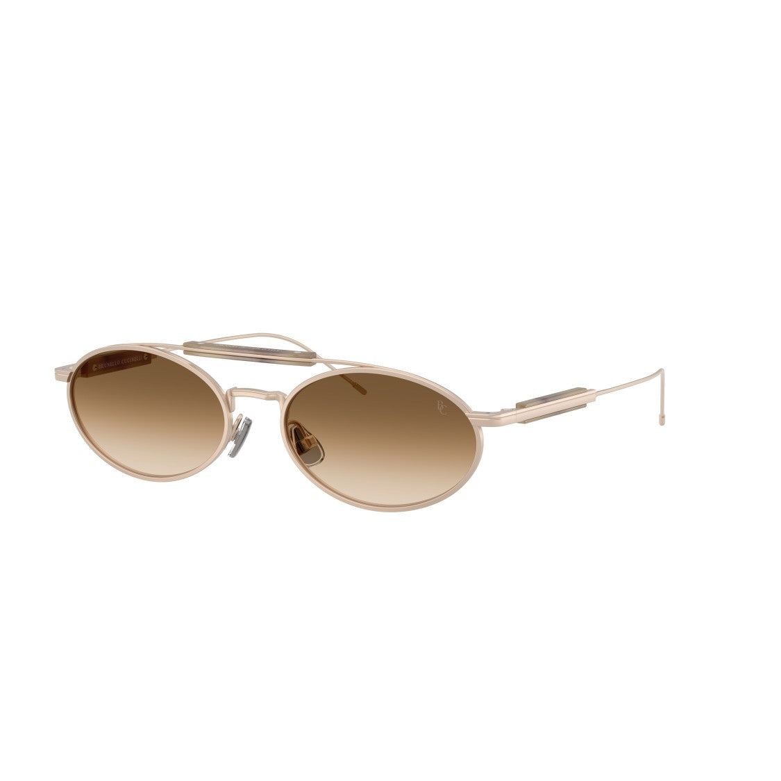Brunello Cucinelli 0Bc2013st Oval Titanium Sunglasses With Gradient Brown Lenses