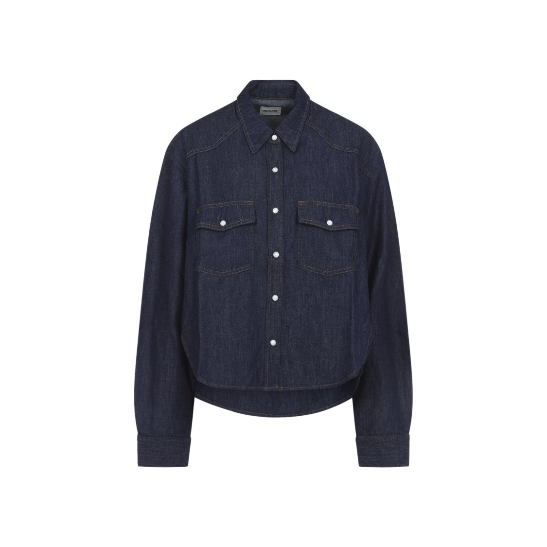 Khaite Classic Denim Shirt With Structured Collar And Flap Pockets