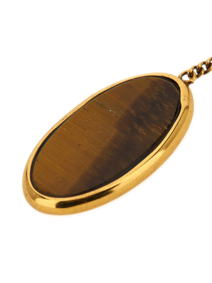 Dries Van Noten Handmade Brass Chain Necklace With Polished Oval Pendant