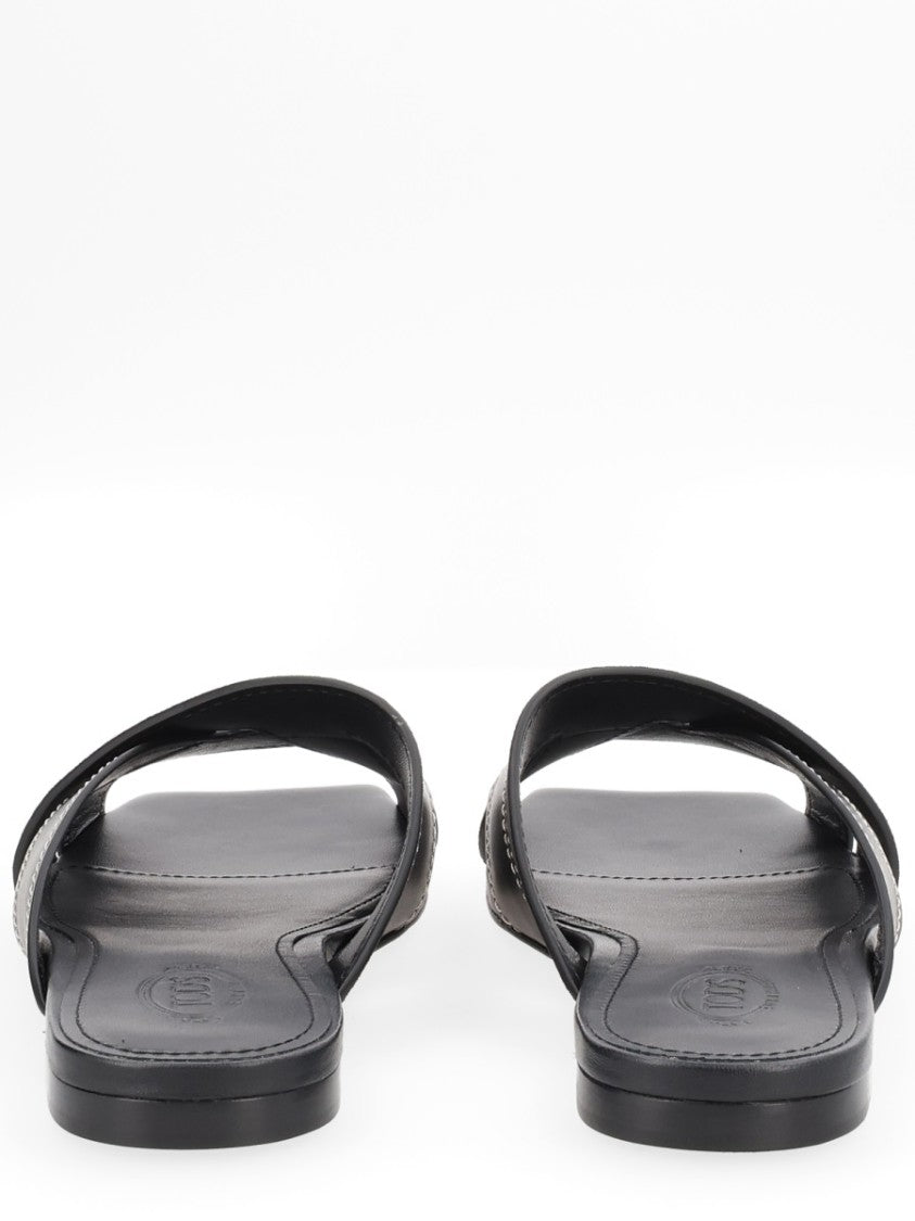 Tod's Cross-Strap Flat Square Toe Leather Sandals