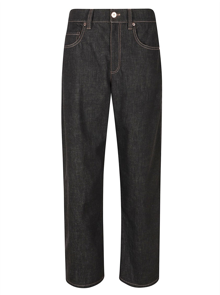 Brunello Cucinelli Wide-Leg Cropped Trousers With Five-Pocket Styling And Contrast Stitching